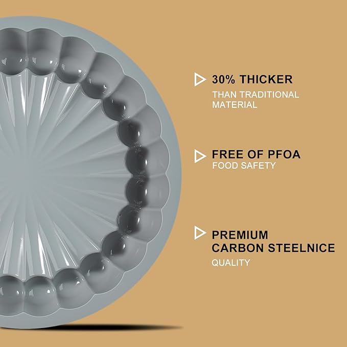 10 Inch Silicone Cake With 8 Inch Pan Set (2 Pack) - Nonstick Baking Mold for Pound Cake, Jello, Bread & Brownies, Dishwasher Safe, Grey