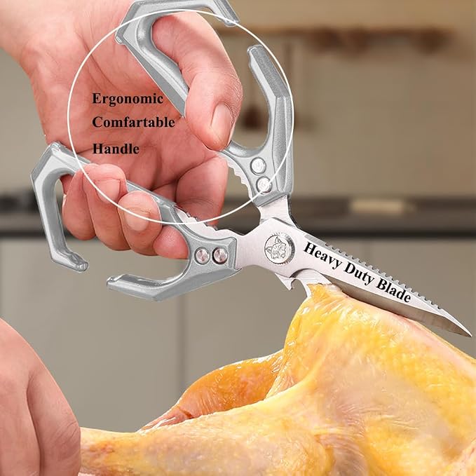 All Purpose Heavy Duty Kitchen Scissors for Food All Metal Cooking Shears for Poultry Meat Sea Food Dishwasher Safe