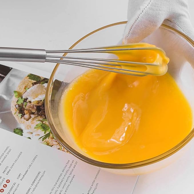 Mini Whisk, Stainless Steel Skinny Whisk Egg Beater for Blending, Whisking, Beating, or Stirring,8.8Inch