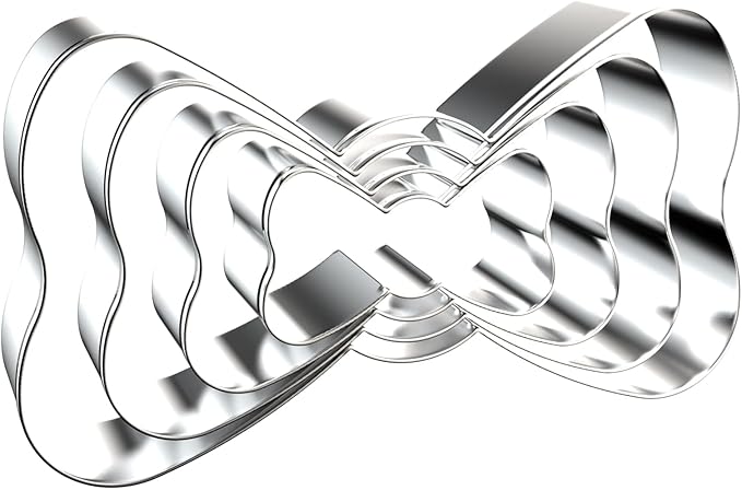 Bow Tie Cookie Cutter Set - 5 inch, 4 inch, 3 inch, 2 inch - 4 Piece Little Man Father's Day Cookie Cutters Shapes Molds - Stainless Steel