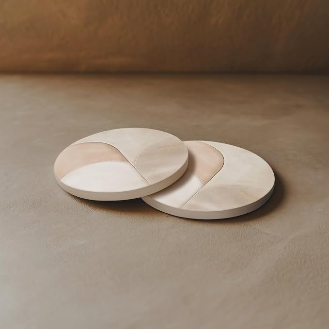 VEYRO Ceramic Coasters Set of 6 – Absorbent Stone Drink Coasters with Holder, Non-Slip Cork Backing, Modern Marble Look Coasters for Coffee Table, Desk & Home Decor