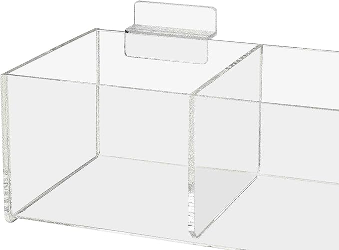 Marketing Holders Slatwall Acrylic Retail Tray Triple Compartment Dump Bin Clear Plexiglass Product Merchandise Storage Caddy for Businesses