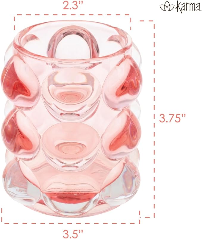 Karma, Lucia Hobnail Votive, Tea Lights Candle Holder, Glass Votive Candle Holders for Table Decorations, Baby Shower, Birthday Party, Weddings and Home Decor, Blush
