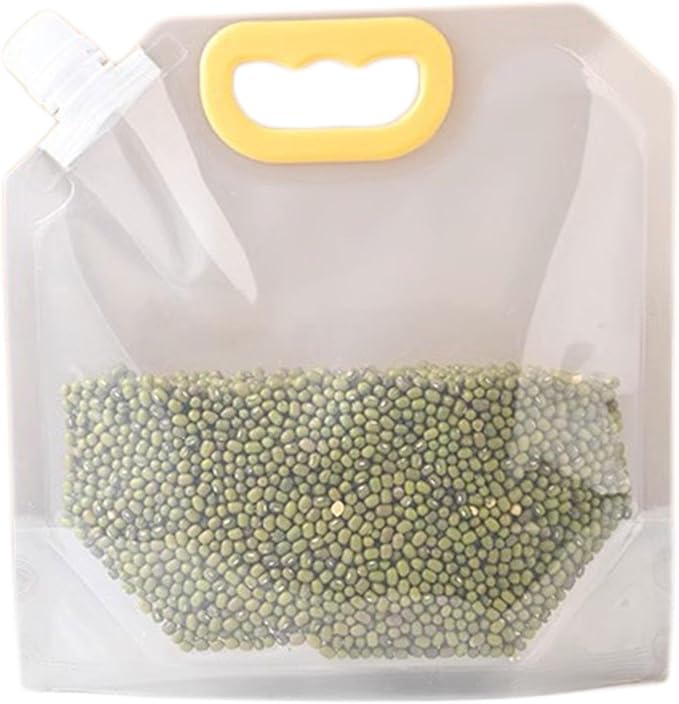 【15 Pack】Food Storage Bags Grain Moisture-proof Sealed Bags Stand Up Packaging Pouches Large Reusable Sealed Bag with Handle and Cap BPA Free,8.6"x8.6"