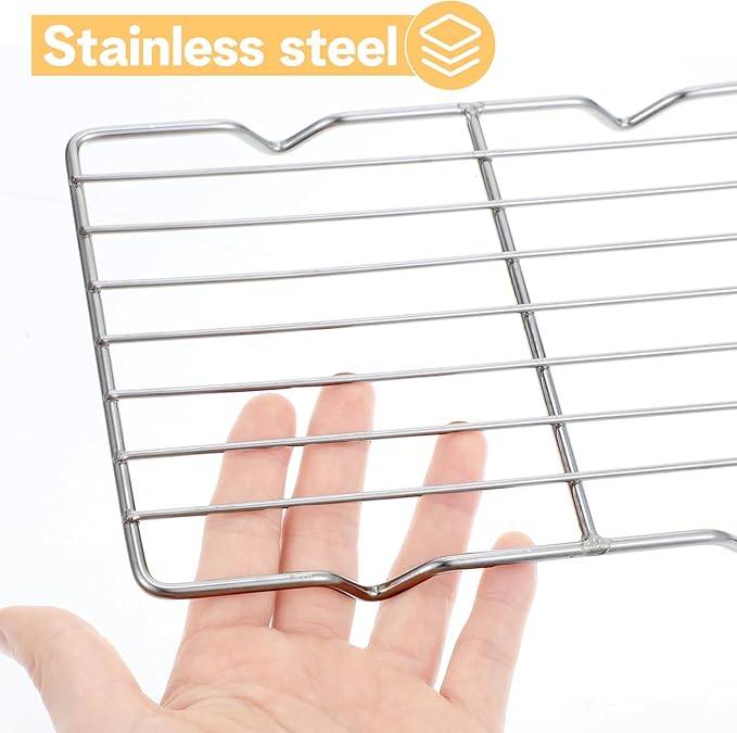 Stainless Steel Cooling Rack, Roasting Racks, Wire Rack for Baking Sheet, 5.3" x 8.46" Heavy Duty Wire Rectangle Oven Grill Racks with 4 Legs for Baking Cooling