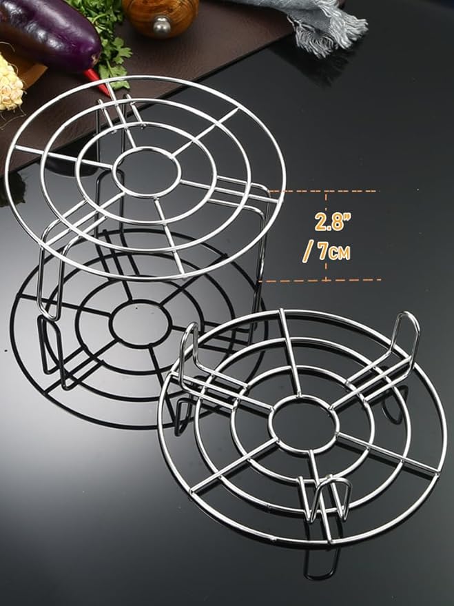 Round Cooling Racks Dia 10.2", 304 Stainless Steel Steamer Rack, Canning Rack, Cake Cooling Rack Circle Wire Cooling Rack for Air Fryer, Instapot, Cake Pans (Height 2.8",10.2"/26cm)