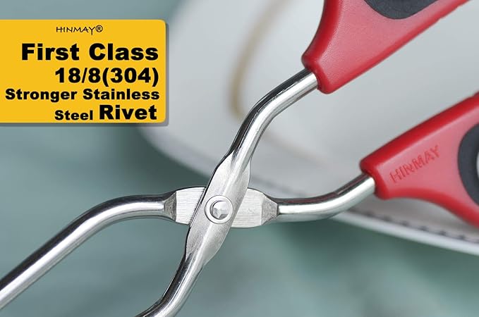 HINMAY Stainless Steel Scissor Tongs 10-Inch and 12-Inch Set, Set of 2