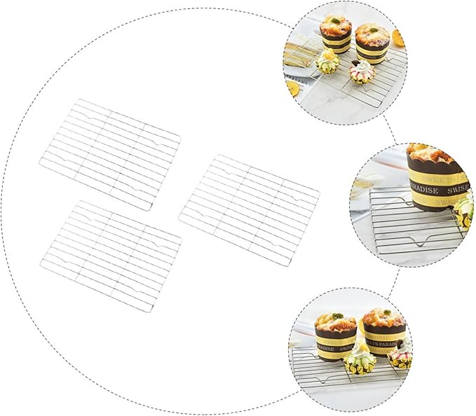 3pcs Nonstick Stainless Steel Baking Cake Cooler Rack Set, Small Pastry Cooling Holder for Oven and Kitchen Use