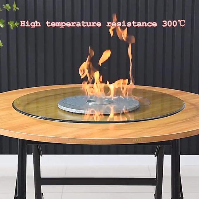 Lazy Susan Turntable Tempered Glass Round Clear Serving Plate Rotating Stand Kitchen Dining Table Tray Tabletop Organizer Spices Storage Holder 300KG Bearing for Banquets Party Family Dinners