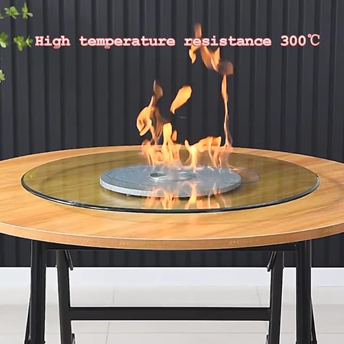 JJPSQHRV Lazy Susan Turntable Tempered Glass Round Clear Serving Plate Rotating Stand Kitchen Dining Table Tray Tabletop Organizer Spices storage holder 300KG Bearing for Banquets Party Family Dinners
