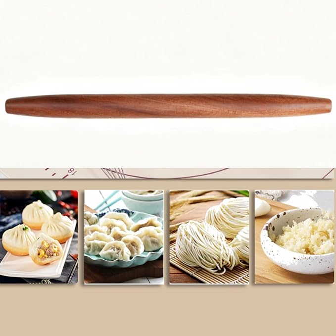 15.75Inches French Wooden Rolling Pin for Baking,Dough Roller,Brown color | Dough –Tapered Design,Smooth Construction,Natural Sapele Wood,Essential Kitchen Utensil For Fondant,Pizza Pie Crust, Pastry
