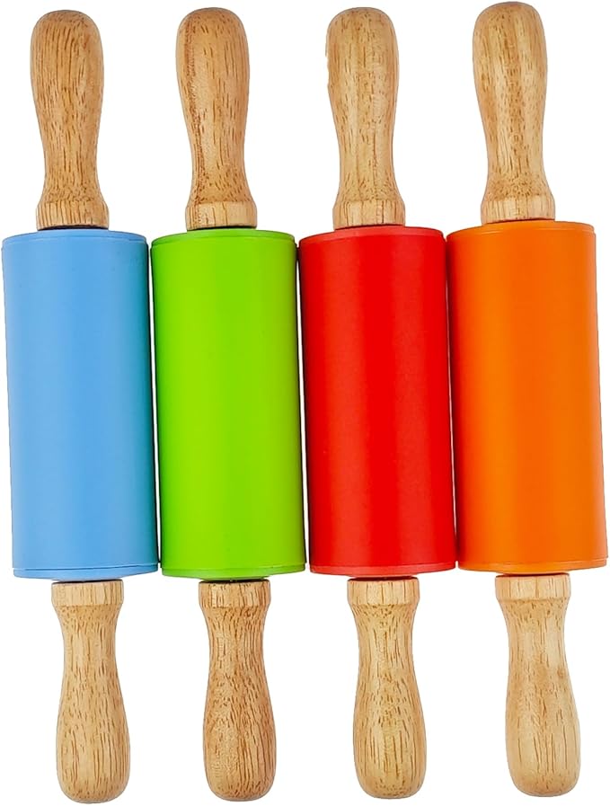 4 Pack Small Rolling Pin for Kids, Kids Rolling Pin for Home Kitchen (9 Inch)