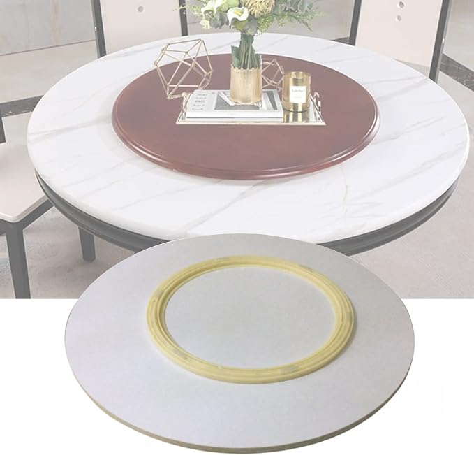 Large Turntable For Round Dining Table, Ø50-80-100cm, Wooden Lazy Susan Turntable For Garden Table, 360° Turntable Round Rotating Serving Plate, Sharing Dinner Easily (Color : White-A, Size : Ø70cm-