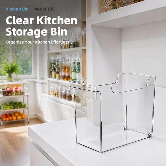 Clear Kitchen Organizer Bin, U Shaped Multifunctional Storage Container, PET Material, Space Saving Design - Durable Transparent Pot Lid Holder, Easy Access for Kitchen Cabinets
