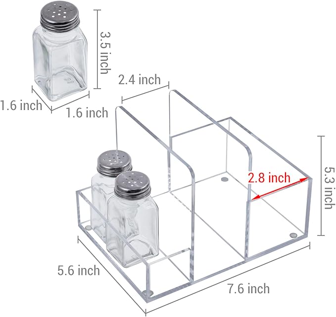 MyGift 2-in-1 Acrylic Napkin Holder with Salt and Pepper Shakers, Metal Vintage Scrollwork Dinner Table Paper Towel Condiment Holder with Rustic Solid Wood Base (Premium Clear Acrylic)