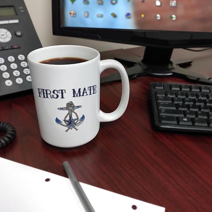 ThisWear Captain First Mate Couples Nautical Decor Sailing Boat 2 Pack 15oz Coffee Mugs 15oz Mugs White