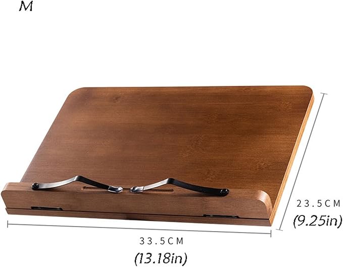 Book Stand Book Holder Tray Wooden Non-Slip Reading Rack Desktop Simple Storage Bookstand Bookholder with Book Clip Cookbook Stand for Kitchen (Size : M)
