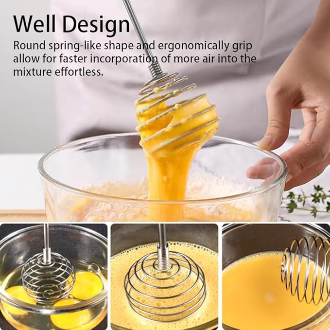 Stainless Steel Spring Coil Whisk 1 Pack, Wire Whip Egg Beater, Kitchen Cookware Hand Mixer For Cooking, Mixing, Blending, Beating, Stirring, 8.7Inch