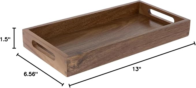 Hobby Lobby Acacia Wood Serving Tray with Handles, Natural, 13 x 6.56 inches