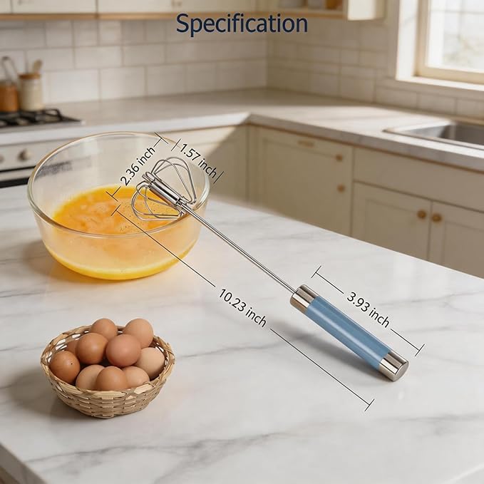 2 Pack Semi Automatic Whisk, Stainless Steel Mini Hand Push Whisks for Cooking, Easy to Use Hand Mixer Egg Beater Wisking Tool for Cooking, Whisking, Beating, Stirring