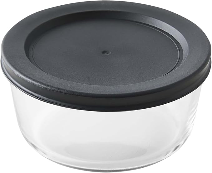 12-Piece Glass Food Storage Containers Set (6 Containers + 6 BPA-Free Lids) | 2-Cup, Leakproof | Microwave, Freezer, Oven & Dishwasher Safe | Ideal for Meal Prep & Pantry Organization, Black