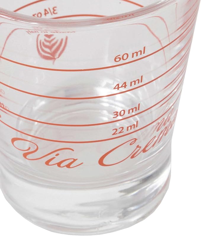 VIA CREMA Espresso Shot Glass Measuring Cup for Coffee and Espresso Dosing 58mm Glass Cup