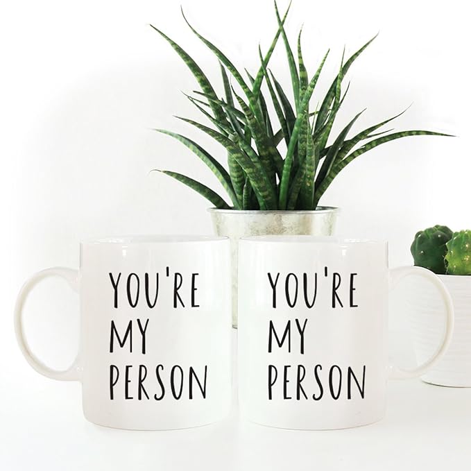 Andaz Press Funny Couples 11 oz Ceramic Coffee Mugs, You're My Person, His and Hers Mugs Set of 2, Valentines Day Coffee Mug for Him and Her, Mr and Mrs Mugs, Couple Mugs for Husband and Wife
