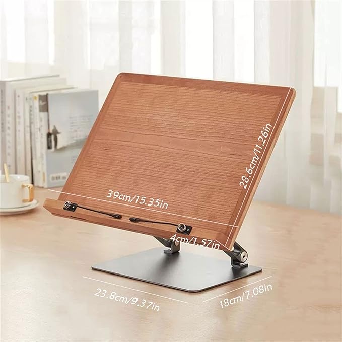 Book Stand Book Holder Tray Wooden Lifting Reading Frame Desktop Flat Reading Painting Book Stand Book Holder, Cherry/Walnut Cookbook Stand for Kitchen (Color : B)
