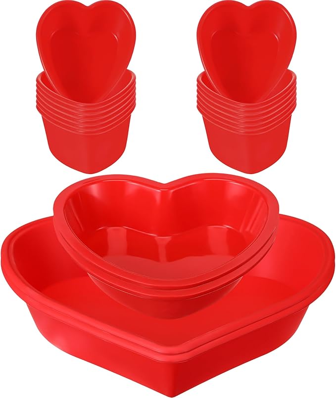 16 Pcs Heart Cake Pan Silicone Heart Cake Molds Baking Pan Nonstick Molds for Anniversary Birthday Snack Cupcake Baking (2.8 Inch,5.5 Inch,10.6 Inch)