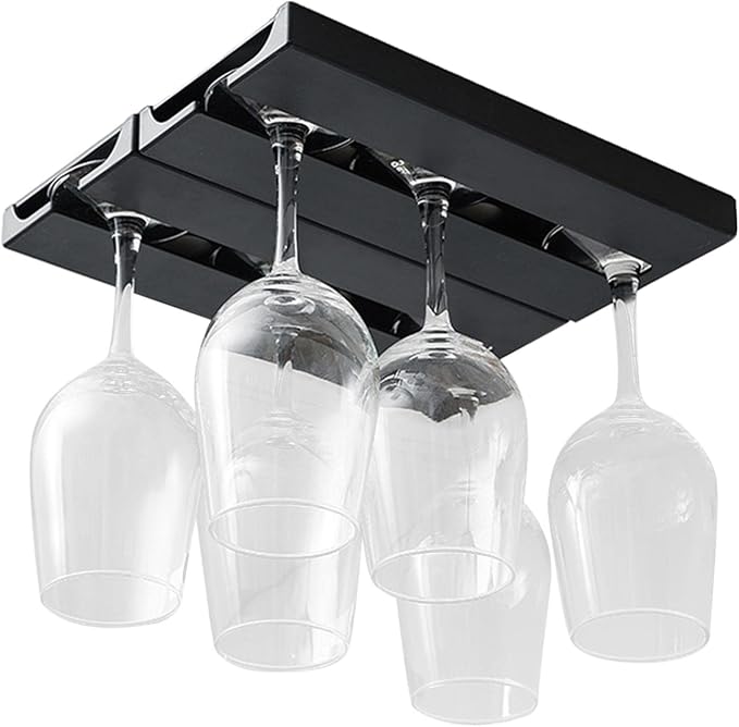 Wine Glass Hanger Under Cabinet - Nail Free Wine Glass Rack,Hangings Wine Glass Goblet Rack for Kitchen Storage and Organization Asaim