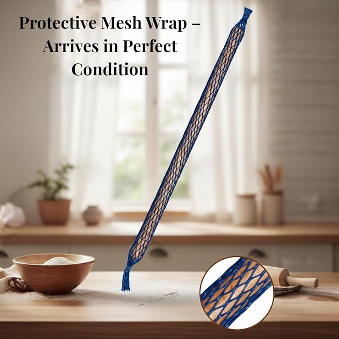 Beech Wood Non-Stick Oil Rolling Pin -Turkish Oklava-Infused Smooth Surface for Dough, Cookies, Pastry, Pizza & Bread – Traditional 18.7 Inch (48 cm) Kitchen Roller for Home & Professional Bakers