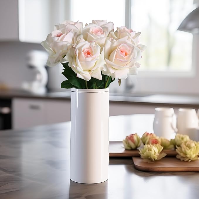 Eyamuno 7pcs Artificial Rose Fake Flowers Long Stem Fake Silk Real Touch Roses for DIY Wedding Party Table Centerpiece Home Decor