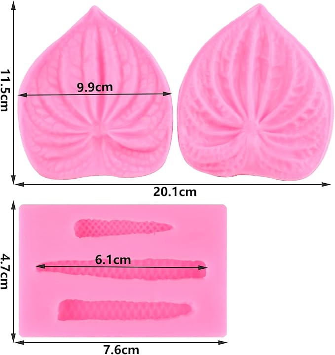ZiXiang Anthurium Andraeanum Flower Silicone Cake Mold Andraeanum Veined Fondant Mold Gum Paste Anthurium Flower Mold For Cake Decorating Cupcake Topper Candy Chocolate Gum Paste Polymer Clay Set Of 2