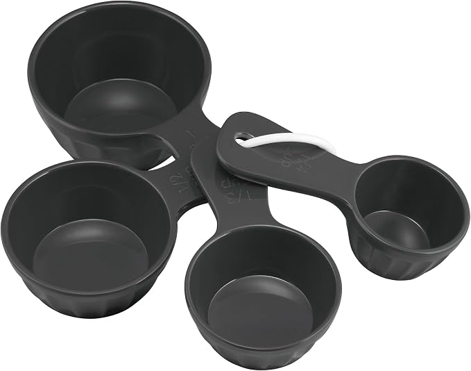 UP 4-Piece Latte Style Melamine Measuring Cups Set, Professional Nesting Baking and Cooking Tools for Liquid and Dry Ingredients, Grey