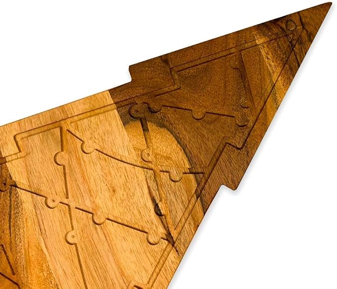 Affinity Decor Christmas Tree Cutting Board for Kitchen, Tree Shaped Wood Cutting Board, Wooden Serving Tray for Cheese, Charcuterie Platter (Lighting Christmas Tree Board 15"L x 9"W)
