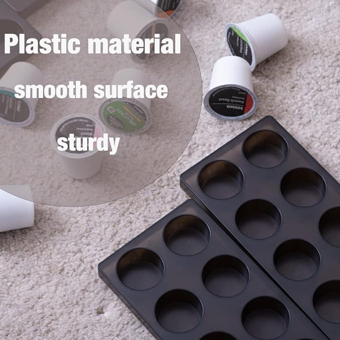 Coffee Pod Storage Organizer for Kitchen Drawer,Holders 60 K CUP, Premium Plastic Tray With Non-slip mat
