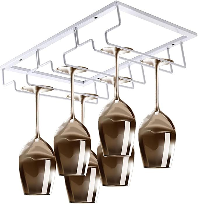 eywlwaar Wine Glass Hanging Rack - Metal Holder With 3 Rows (Gold, 1 Pack)