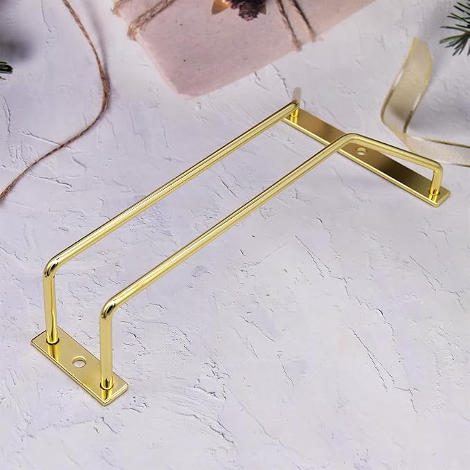 8.8-Inch Gold Wine Glass Rack, Under Cabinet Wine Glass Holder Stainless Steel Stemware Rack - Hanging Stemware Holder for Cabinet Kitchen Bar, Set of 3