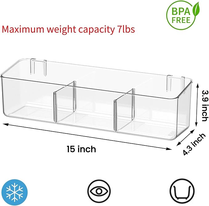 vacane Plastic Over Cabinet Door Organizer, Adhesive Mount Storage Organizer Container Hanging Basket Bins For Craft Room, Pantry, Office, Space Saving Holder for Kitchen Bags-XL 2pack