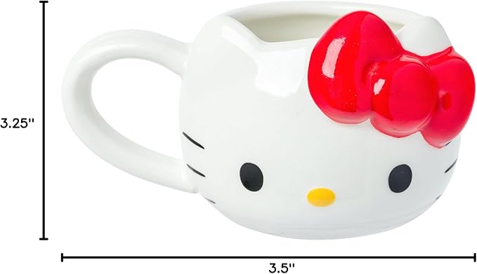 Silver Buffalo Sanrio Hello Kitty Different Color Bows 4 Pack 3D Sculpted Ceramic Mini Mug Set, Perfect as a Sugar, Cream, or Milk Set