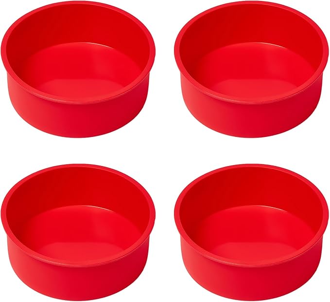 saphe Silicone 6 Inch Cake Pans - Round Baking Molds, Set of 4 Cake Molds for Layer Cake, Cheesecake, Rainbow Cake