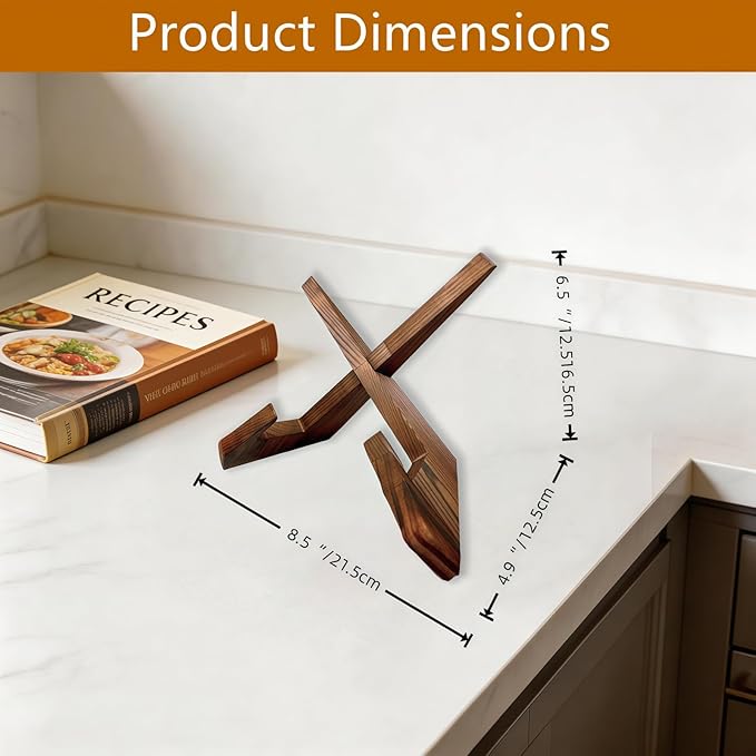 2 Pcs Cookbook Holder Stands,Wooden Recipe Book Holder Stand, Premium Book Stand Multifunctional Plate Stands for Display