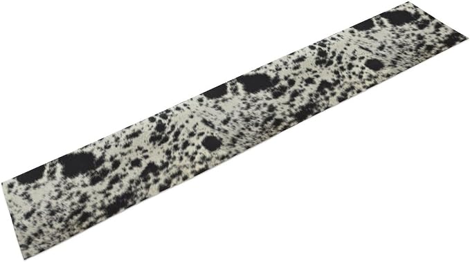 Cow Skin Print Table Runner, Western Cotton Linen Rustic Cottage Country Farm Animal Fur Skin Pattern Brown Cowhide Print Dinner Runner for Home Kitchen Dining Table Decoration 13x90 Inch