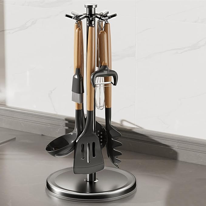 Kitchen Utensil Storage Rack - 360-Degree Countertop Flatware Holder, Kitchen Utensil Organizer | Countertop Tableware Organizer, No-Drill Kitchen Utensil Rack, Tableware Storage Rack For Spatulas