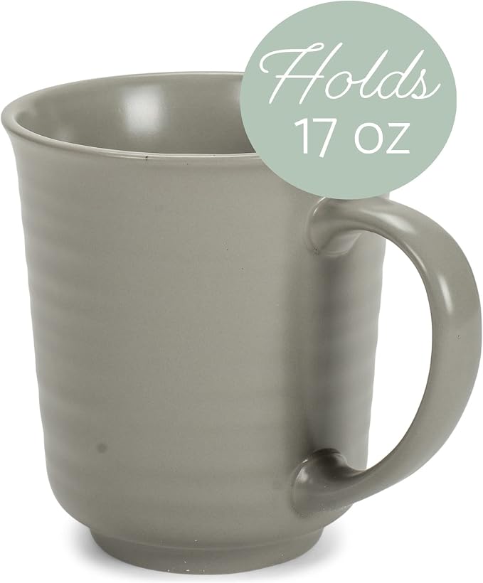 Elanze Designs Grey Matte Glaze Finish 17 ounce Stoneware Coffee Cup Mugs Set of 4