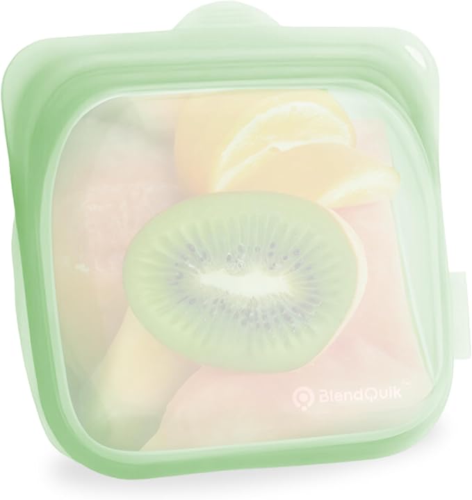 Reusable Silicone Food Storage Bags, 1000 ml Capacity, Leak Proof Freezer Silicone Bags, Easy To Clean Reusable Travel Bag, Green