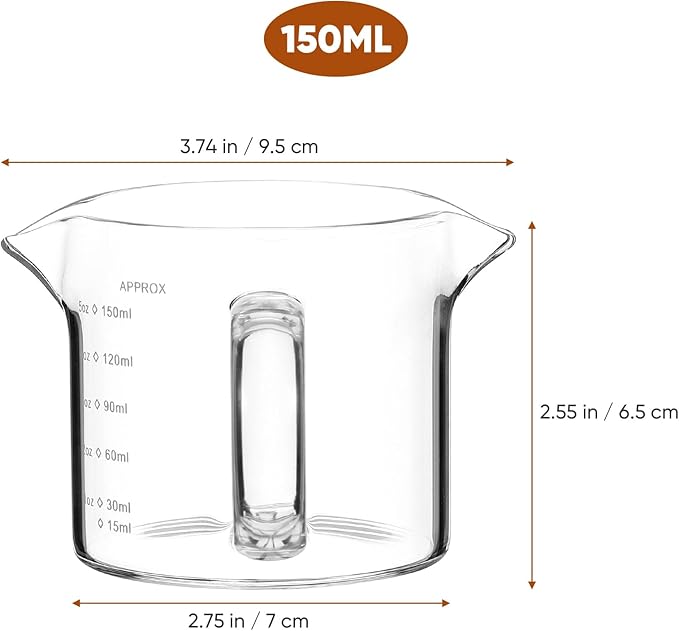 Yardwe 5oz Espresso Measuring Cup with Handle, Double Spouts Shot Glasses for Coffee Accessories and Measuring Milk Frother Pitcher