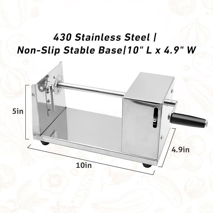 RioRand Manual Spiral Potato Cutter, Stainless Steel Tornado Twister with Blades for Curly Fries, DIY Potato Slicer for Home Kitchen, BBQ, Carrots, Cucumbers