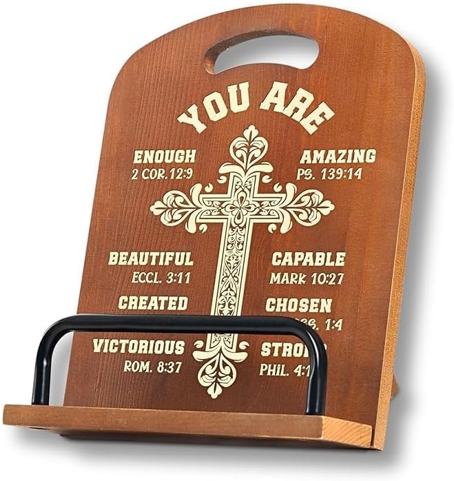 INNObeta Cookbook Stand for Kitchen Counter, Adjustable Tablet Recipe Book Holder, Perfect Gifts for Women, Mom, Grandma on Birthday, Unique Kitchen Decor, Christian