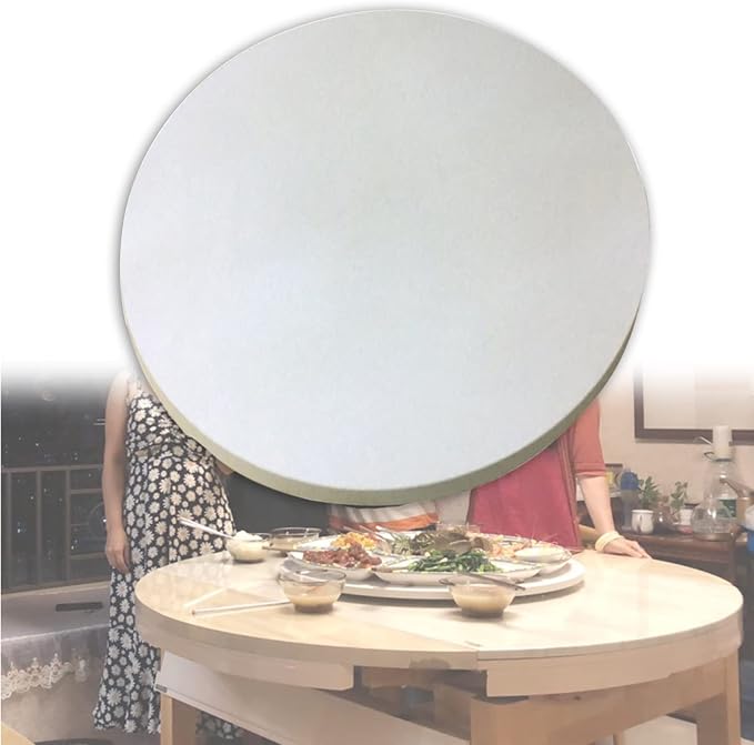 Round Rotating Serving Plate For Dining Table - Wooden Turntable Lazy Susan Smooth Surface, 360° Rotating Serving Tray Turntable For Family Dinner, Easily Share Food (Color : White-A, Size : Ø50cm(2